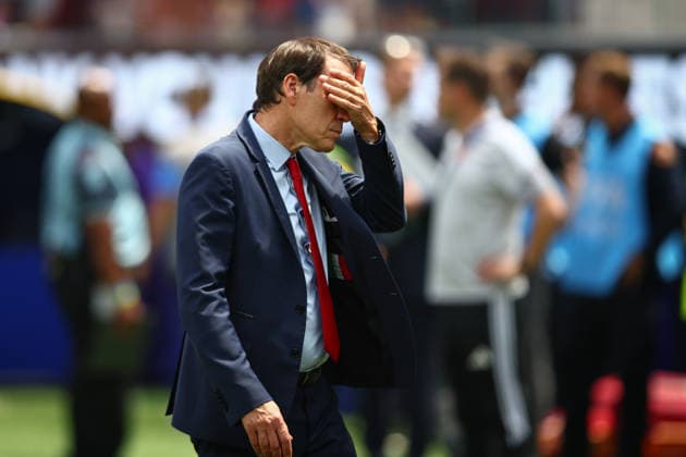 FIFA World Cup, WM, Weltmeisterschaft, Fussball 2026: Spain v Belgium LOS ANGELES, USA - 10th July 2026: Belgium Head Coach Rudi Garcia reacts after the FIFA World Cup 2026 quarter-final match between Spain and Belgium at Los Angeles Stadium Los Angeles Los Angeles Stadium United States of America Copyright: xCraigxMercerx xPeakxActionxPhotosx
