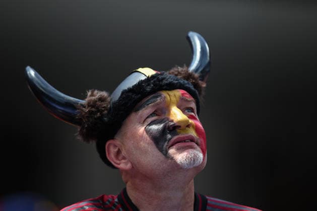 FIFA World Cup, WM, Weltmeisterschaft, Fussball 2026: Spain v Belgium LOS ANGELES, USA - 10th July 2026: A Belgian fan reacts after the FIFA World Cup 2026 quarter-final match between Spain and Belgium at Los Angeles Stadium Los Angeles Los Angeles Stadium United States of America Copyright: xCraigxMercerx xPeakxActionxPhotosx