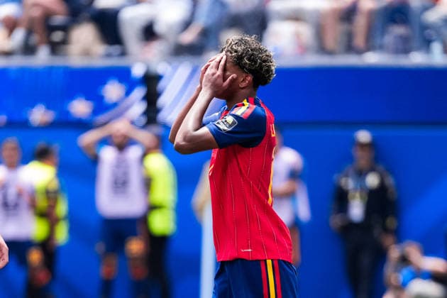 Lamine Yamal of Spain reacts during a FIFA Men’s World Cup 2026 quarter-final football match between Spain and Belgium at Los Angeles Stadium, in Inglewood on July 10th 2026 (Photo by Alexandra Fechete SPP)  Copyright: xAlexandraxFechete SPPx Sportspressphoto_SPR188627