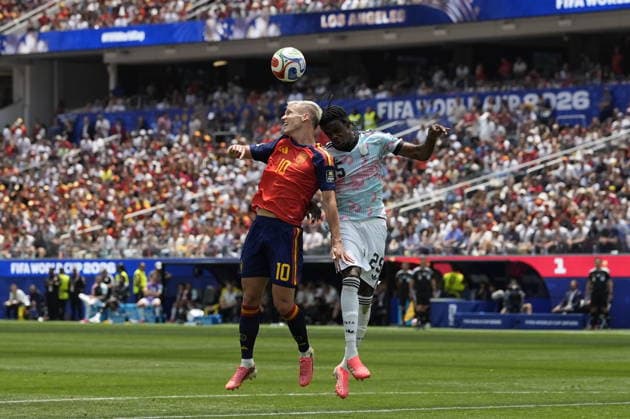 Spain v Belgium - FIFA World Cup, WM, Weltmeisterschaft, Fussball 2026 - Quarter Final INGLEWOOD, CALIFORNIA - JULY 10: Olmo (10) of Spain in action during the 2026 FIFA World Cup Quarter Final match between Spain and Belgium at the Los Angeles Stadium (SoFi Stadium) in Inglewood, California, United States on July 10, 2026. Tayfun Coskun Anadolu Inglewood World. Editorial use only. Please get in touch for any other usage.  Copyright: x2026xAnadoluxTayfunxCoskunx
