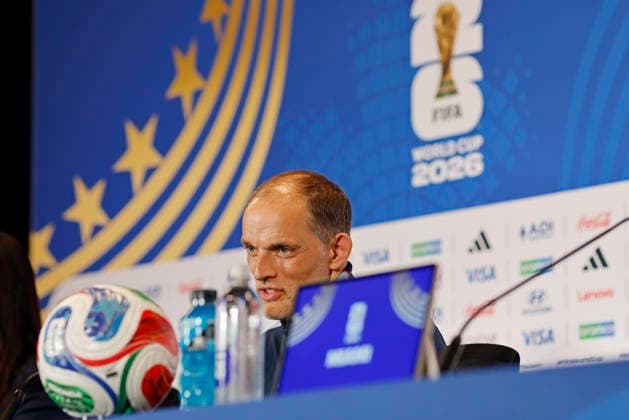 July 10, 2026, Miami, Florida, United States: Thomas Tuchel, head coach of the England speaks during the press conference, PK, Pressekonferenz of England one day ahead of the FIFA World Cup, WM, Weltmeisterschaft, Fussball 2026 quarterfinals match between Norway and England, at Miami Stadium (Hard Rock Stadium) in Miami, Florida, United States on July 10, 2026. Photo: DiaEsportivo Miami United States - ZUMAh208 20260710_zsp_h208_052 Copyright: xHeulerxAndreyx