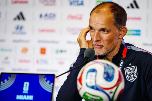 (260711) -- MIAMI, July 11, 2026 -- Thomas Tuchel, head coach of England, attends a press conference, PK, Pressekonferenz ahead of quarterfinal between Norway and England at the 2026 FIFA World Cup, WM, Weltmeisterschaft, Fussball in Miami, the United States, July 10, 2026. ) (SP)U.S.-MIAMI-FOOTBALL-FIFA WORLD CUP-PRESS CONFERENCE JiaxHaocheng 