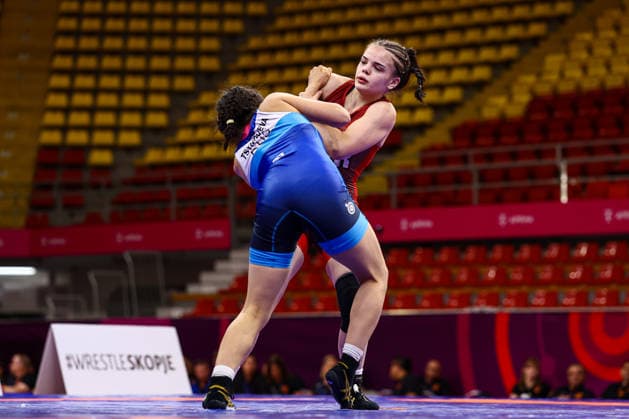 Ringen, U20 EM in Skopje U20 European Championships 57kg WW - Dolzhon Tsyngueva (RUS) df. Diana Kotvytska (UKR) *** U20 European Championships, 57 kg Open Weight: Dolzhon Tsyngueva (RUS) defeated Diana Kotvytska (UKR) Copyright: xJakexKirkmanx xUnitedxWorldxWresx Jake Kirkman United World Wres