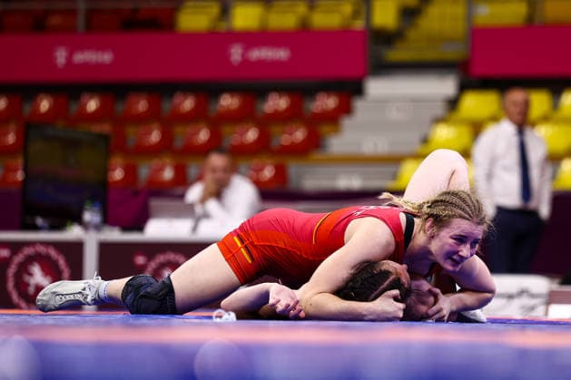 Ringen, U20 EM in Skopje U20 European Championships 62kg WW - Leonie Steigert (GER) df. Albina Kliefas (UKR) *** U20 European Championships, 62 kg Open Weight: Leonie Steigert (GER) def. Albina Kliefas (UKR) Copyright: xJakexKirkmanx xUnitedxWorldxWresx Jake Kirkman United World Wres
