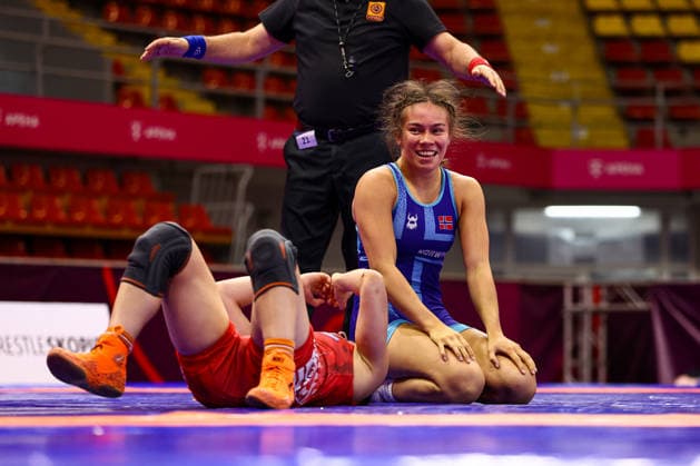 Ringen, U20 EM in Skopje U20 European Championships 65kg WW - Mirijam Lindaas Hansen (NOR) df. Vasiliki Karavanou (GRE) *** U20 European Championships, 65 kg Open Weight: Mirijam Lindaas Hansen (NOR) def. Vasiliki Karavanou (GRE) Copyright: xJakexKirkmanx xUnitedxWorldxWresx Jake Kirkman United World Wres