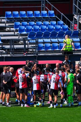 Friendly: Feyenoord Rotterdam v Club Brugge KV Rotterdam - coach Giovanni van Bronckhorst of Feyenoord, Said Bakkati of Feyenoord, Sipke Hulshoff of Feyenoord, Oussama Targhalline of Feyenoord, Frank Boer of Feyenoord, Timon Wellenreuther of Feyenoord, John de Wolf, Stefan van Meenen of Feyenoord during the second friendly in preperation of the 2026 2027. The match is set between Feyenoord Rotterdam and Club Brugge KV at De Kuip on 11 July 2026 in Rotterdam, The Netherlands. Copyright: xTomxBodex