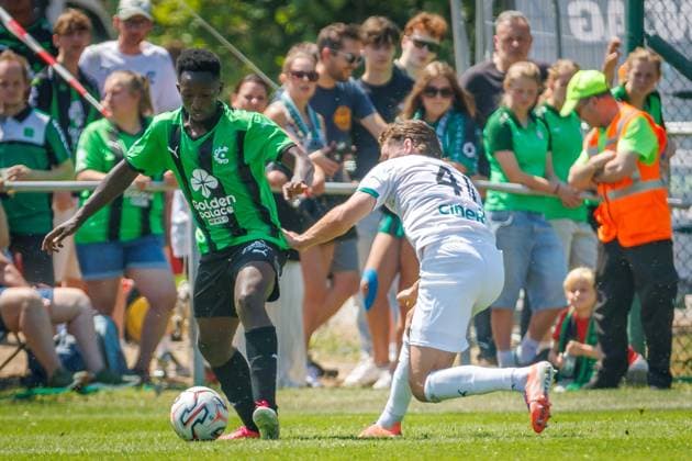 Cerlce s new player Jean Thierry Lazare Amani pictured in action during a friendly soccer game between first division soccer team Cercle Brugge and Lommel SK, on Saturday 11 July 2026 in Brugge, in preparation of the upcoming 2026-2027 Belgian first division soccer season. KURTxDESPLENTER  x180930338x