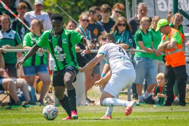 Cerlce s new player Jean Thierry Lazare Amani pictured in action during a friendly soccer game between first division soccer team Cercle Brugge and Lommel SK, on Saturday 11 July 2026 in Brugge, in preparation of the upcoming 2026-2027 Belgian first division soccer season. KURTxDESPLENTER  x180930359x