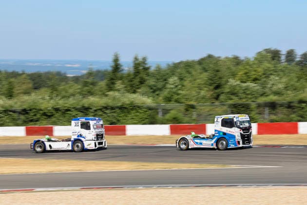 Sascha Lenz (GER) MAN (30), SL Trucksport und Jochen Hahn (GER) Iveco (2) Team Hahn Racing , Deutschland, Motorsport, Int. Shell ADAC Truck Grand Prix, Goodyear ETRC FIA European Truck Racing Championship, Race 1, 2026, 11.07.2026, Nürburg Nürburgring Deutschland *** Sascha Lenz GER MAN 30, SL Trucksport, and Jochen Hahn GER Iveco 2, Team Hahn Racing, Germany, Motorsports, Int Shell ADAC Truck Grand Prix, Goodyear ETRC FIA European Truck Racing Championship, Race 1, 2026, July 11, 2026, Nürburg Nürburgring, Germany Copyright: xGrantxHubbsx