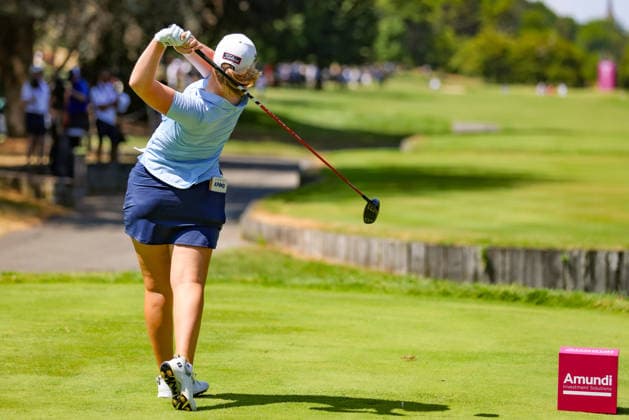 EVIAN-LES-BAINS, FRANCE - 11.07.2026: Lottie Woad (ENG) of The Amundi Evian Championship at the Evian Resort Golf Club on July 11, 2026 in Evian-les-Bains, France.