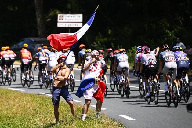 Cycling fans pictured during the stage 8 of the 2026 Tour de France cycling race, a stage of 182km from Perigueux to Bergerac, on Saturday 11 July 2026. The 113th edition of the Tour de France starts on Saturday 4 July in Barcelona, Spain, and will finish in Paris, France on the 26th of July. TOMASxSISKxPOOL  x180934575x