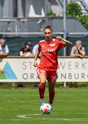 11.07.2026, xlakx, Fussball Testspiel, 1.FFC Turbine Potsdam - 1. FC Union Berlin v.l. Amber Tysiak (1.FC Union Berlin) am Ball Oranienburg *** July 11, 2026, xlakx, Soccer Friendly Match, 1 FFC Turbine Potsdam vs. 1 FC Union Berlin, Amber Tysiak, 1 FC Union Berlin in action, Oranienburg