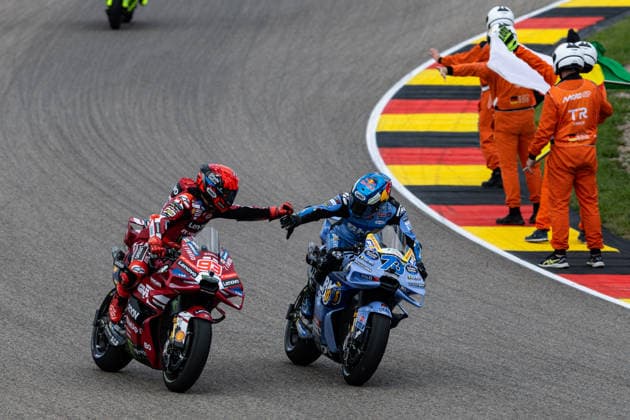 GER, Großer Preis von Deutschland, MotoGP. 11. Lauf, FIM Motorrad-Weltmeisterschaft. 11.07.2026, Sachsenring, Hohenstein-Ernstthal, GER, Großer Preis von Deutschland, MotoGP. 11. Lauf, FIM Motorrad-Weltmeisterschaft. 93, Marc Marquez, Ducati Lenovo Team mit 73, Alex Marquez, BK8 Gresini Racing MotoGP Â Foto: Alexander Trienitz Hohenstein-Ernstthal Sachsenring Sachsen Deutschland *** GER, German Grand Prix, MotoGP Round 11, FIM Motorcycle World Championship, July 11, 2026, Sachsenring, Hohenstein Ernstthal, GER, German Grand Prix, MotoGP Round 11, FIM Motorcycle World Championship 93, Marc Marquez, Ducati Lenovo Team 73, Alex Marquez, BK8 Gresini Racing MotoGP. Photo by Alexander Trienitz, Hohenstein Ernstthal, Sachsenring, Saxony, Germany