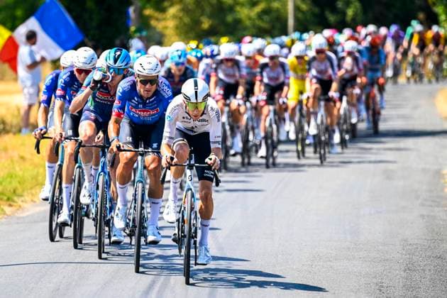 Tour de France 2026 Stage 8 BERGERAC, FRANCE - JULY 11 : Rider of Team NSN Development, Dillier Silvan (SUI) of Alpecin Premier Tech leading the peloton during stage 8 of the 113rd edition of Tour de France an UCI World Tour 2.UWT cycling road race stage for Men Elite of 182 km with start in Perigueux and finish in Bergerac on July 11, 2026 in Bergerac, France, 11 07 2026 ( Motordriver Kurt Vandenborre - Bergerac France  Copyright: xTomasxSiskx