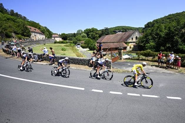 Slovenian Tadej Pogacar of UAE Team Emirates XRG pictured in action during the stage 8 of the 2026 Tour de France cycling race, a stage of 182km from Perigueux to Bergerac, on Saturday 11 July 2026. The 113th edition of the Tour de France starts on Saturday 4 July in Barcelona, Spain, and will finish in Paris, France on the 26th of July. TOMASxSISKxPOOL  x180937012x