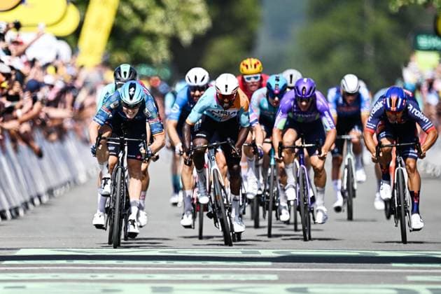 Belgian Tim Merlier of Soudal Quick-Step wins the stage 8 of the 2026 Tour de France cycling race, a stage of 182km from Perigueux to Bergerac, on Saturday 11 July 2026. The 113th edition of the Tour de France starts on Saturday 4 July in Barcelona, Spain, and will finish in Paris, France on the 26th of July. JASPERxJACOBS  x180942668x