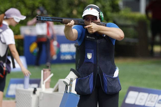 OTHER - Shooting - ISSF World Cup Shotgun Photo by IPA ABACAPRESS.COM86600526 - Silvana Maria Stanco of Italy shoots during the fifth day of the ISSF World Cup Shotgun competition at the Concaverde Shooting Range on July 11, 2026, in Lonato del Garda, Italy. Lonato del Garda Italy  Copyright: xIPAxSport ABACAx