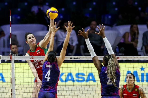 Bulgaria v France- Women s Volleyball Nations League BELGRADE, SERBIA - JULY 11: M. Stoyanova (23) of Bulgaria in action against L. Ratahiry (4) of France during the 2026 FIVB Volleyball Women s Nations League match between the Bulgaria and France in Belgrade, Serbia, on July 11, 2026. Filip Stevanovic Anadolu Belgrade Serbia. Editorial use only. Please get in touch for any other usage.  Copyright: x2026xAnadoluxFilipxStevanovicx