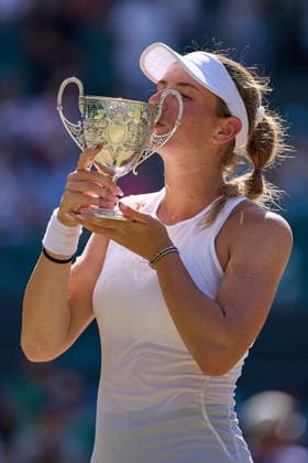 July 11, 2026, London, London, Great Britain: Anna Pushkareva is kissing her trophy for the singles Champion during the trophy ceremony during The Championships Wimbledon , 11.7.2026 in London (All England Lawn Tennis and Croquet Club), Great Britain Tennis 2026: Grand Slam: The Championships Wimbledon: 13th Day: Girls Singles Final: PUSHKAREVA 5:7 6:3 6:4 SUN  - ZUMAs343 20260711_zsp_s343_055 Copyright: xMathiasxSchulzx