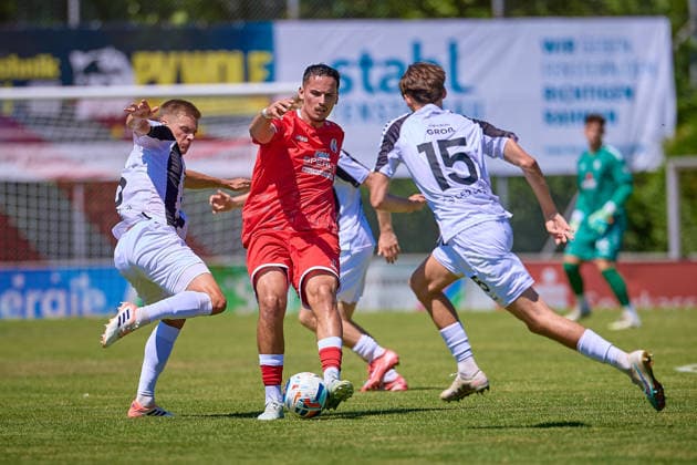 Bleart Dautaj (1. FC Normannia Gmuend, 27), Loris Gross (VfR Aalen, 15) GER, 1. FC Normannia Gmuend vs. VfR Aalen, Fussball, Freundschaftsspiel, Herren, 11.07.2026 GER, 1. FC Normannia Gmuend vs. VfR Aalen, Fussball, Freundschaftsspiel, Herren, 11.07.2026 Schwaebisch Gmünd *** Bleart Dautaj, 1 FC Normannia Gmuend, 27; Loris Gross, VfR Aalen, 15 GER; 1 FC Normannia Gmuend vs. VfR Aalen, Soccer, Friendly Match, Men s, July 11, 2026 GER, 1 FC Normannia Gmuend vs. VfR Aalen, Soccer, Friendly Match, Men s, July 11, 2026 Schwäbisch Gmünd Copyright: xEibner-Pressefoto GeraldxOelze-dexStoppanyx EP_ODS