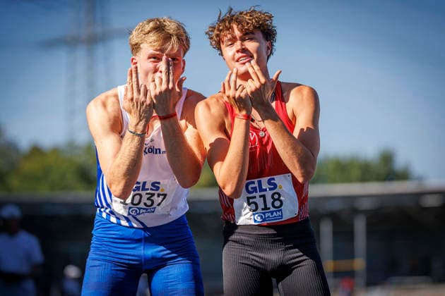 85. Deutsche Meisterschaften U20; Bochum, 11.07.2026 Finn Jakob Merheim (TuS Köln rrh.) und Piet Hoyer (Königsteiner LV); 85. Deutsche Meisterschaften U20 am 11.07.2026 im Lohrheidestadion, Bochum (Nordrhein-Westfalen) *** 85th German U20 Championships, Bochum, July 11, 2026: Finn Jakob Merheim (TuS Köln rrh) and Piet Hoyer (Königsteiner LV) at the 85th German U20 Championships on July 11, 2026, at Lohrheidestadion in Bochum, North Rhine-Westphalia Copyright: xBEAUTIFULxSPORTS B.Hoffmannx