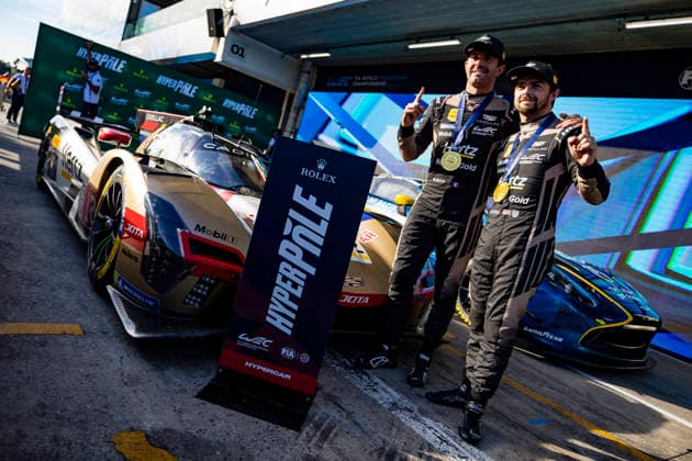 FIA WEC - 6 HOURS OF SAO PAULO 2026 12 NATO Norman (fra), STEVENS Will (gbr), Cadillac Hertz Team Jota, Cadillac V-Series.R 12, Hypercar, celebrating their pole position during the 6 Hours of Sao Paulo 2026, 4th round of the 2026 FIA World Endurance Championship, from July 10 to 12, 2026 on the Interlagos Circuit in Sao Paulo, Brazil - Sao PauloBrazil  Copyright: xJULIENxDELFOSSEx