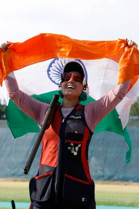 ISSF World Cup Shotgun Neeru Neeru of India celebrates winning a gold medal during the ISSF World Cup Shotgun on day five at the Concaverde Shooting Range in Lonato del Garda, Italy, on July 11, 2026. Lonato del Garda Italy  Copyright: xRichardxMorganox originalFilename:morgano-issfworl260711_npTIu.jpg