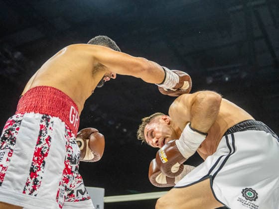 Felix Sturm weicht einem Schlag aus, Felix Sturm vs. Granit Stein , Boxen, One last dance, 11.07.2026 Felix Sturm vs. Granit Stein , Boxen, One last dance, 11.07.2026 Stuttgart *** Felix Sturm dodges a punch, Felix Sturm vs. Granit Stein, Boxing, One Last Dance, July 11, 2026 Felix Sturm vs. Granit Stein, Boxing, One Last Dance, July 11, 2026 Stuttgart Copyright: xMichaelxSchmidt Eibner-Pressefotx EP_MST
