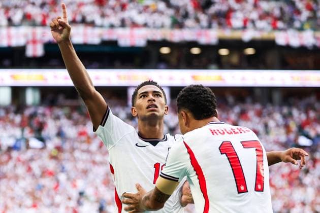 RECORD DATE NOT STATED FIFA World Cup, WM, Weltmeisterschaft, Fussball 2026 - Quarterfinals - Norway v England Jude Bellingham player of England celebrates his goal during the FIFA World Cup quarterfinal match between Norway and England, at Miami Stadium, in Florida, United States, on Saturday, July 11, 2026.(Foto: William Volcov Brazil Photo Press IMAGO) Sports Miami FL United States Copyright: xWILLIAMxVOLCOVx