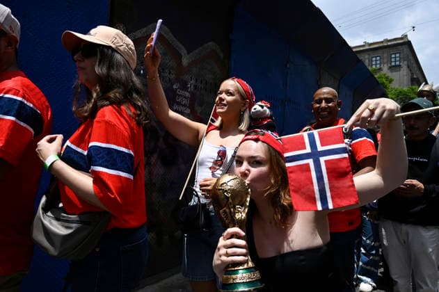 Norway v England FIFA Fan Festival - FIFA World Cup, WM, Weltmeisterschaft, Fussball 2026 Norway football fans support their national team, Nationalteam while attending the FIFA World Cup Fan Festival in Mexico City to watch the FIFA World Cup 2026 quarter-final match between England and Norway on a giant screen on July 11, 2026, in Mexico City, Mexico. (Photo by Carlos Tischler Eyepix Group) Copyright: xCarlosxTischler EyepixxGroupx CT_11072026_192689
