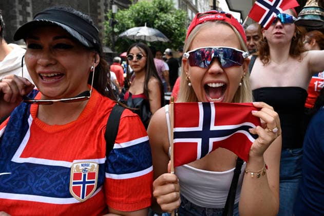 Norway v England FIFA Fan Festival - FIFA World Cup, WM, Weltmeisterschaft, Fussball 2026 Norway football fans support their national team, Nationalteam while attending the FIFA World Cup Fan Festival in Mexico City to watch the FIFA World Cup 2026 quarter-final match between England and Norway on a giant screen on July 11, 2026, in Mexico City, Mexico. (Photo by Carlos Tischler Eyepix Group) Copyright: xCarlosxTischler EyepixxGroupx CT_11072026_192692