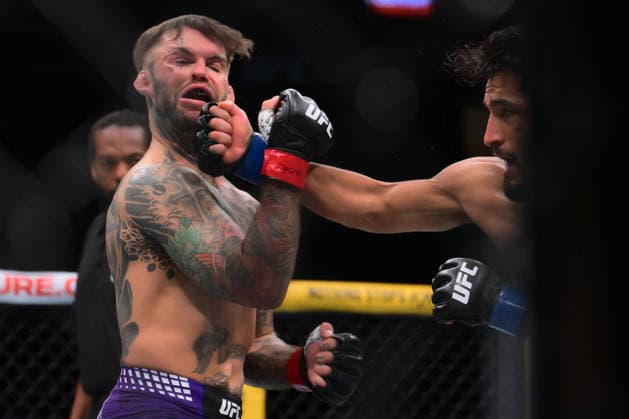 July 11, 2026, Las Vegas, Nevada, USA: ADRIAN YANEZ (R) landed a right hook to CODY GARBRANDT (L) during UFC 329 at the T-Mobile Arena in Las Vegas. UFC 329: Adrian Yanez Defeated Cody Garbrandt By TKO  - ZUMAo117 20260711_zsp_o117_044 Copyright: xMikaelxOnax