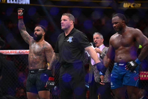 July 11, 2026, Las Vegas, Nevada, USA: GABLE STEVESON defeated ELISHA ELLISON by TKO (strikes) at 2:32 of Round 1.during UFC 329 at the T-Mobile Arena in Las Vegas. Las Vegas USA - ZUMAo117 20260711_zsp_o117_054 Copyright: xMikaelxOnax