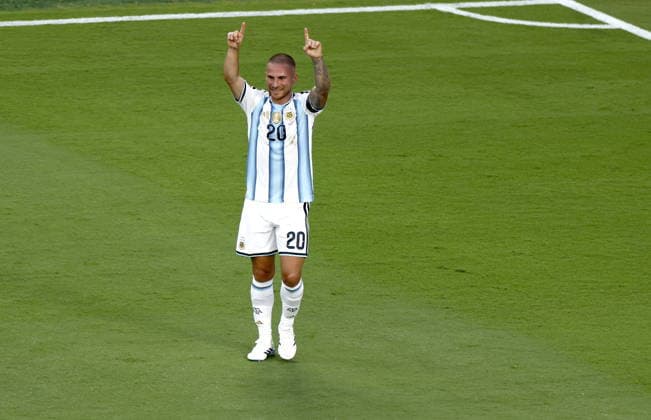 FIFA World Cup, WM, Weltmeisterschaft, Fussball 2026 quarterfinals - Argentina vs Switzerland Alexis Mac Allister of Argentina celebrates after scoring the opening goal during the FIFA World Cup 2026 quarterfinals match Argentina vs Switzerland, in Kansas City, USA, 11 July 2026. KANSAS CITY United States  Copyright: xWILLxOLIVERx