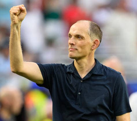11 July 2026 - Norway v England - Miami Stadium- Quarter Final - 2026 World Cup - USA. 11 July 2026 - Norway v England - Miami Stadium- Quarter Final - 2026 World Cup - USA. England Manager Thomas Tuchel celebrates victory. Picture : Mark Pain MIAMI USA  Copyright: xMarkxPainx