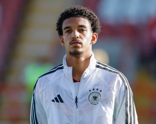 Wrexham, Wales, 11th July 2026. Francis Onyeka of Germany ahead of the Spain U19 vs Germany U19 UEFA European U19 Championship Final match at The Racecourse, Wrexham. Picture credit should read: Cody Froggatt Sportimage EDITORIAL USE ONLY. No use with unauthorised audio, video, data, fixture lists, club league logos or live services. Online in-match use limited to 120 images, no video emulation. No use in betting, games or single club league player publications. SPI_115_CF_SPAIN_U19_V_GERMANY_U19_FINAL SPI-4858-0115