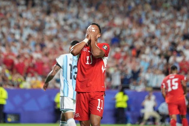 Argentina v Switzerland - FIFA World Cup, WM, Weltmeisterschaft, Fussball 2026 - Quarter Finals KANSAS CITY, MISSOURI, US - JULY 11: Dan Ndoye (11) of Switzerland reacts during the 2026 FIFA World Cup quarter-final match between Argentina and Switzerland at Arrowhead Stadium in Kansas City, Missouri, US, on July 11, 2026. Ercin Erturk Anadolu Missouri United States. Editorial use only. Please get in touch for any other usage.  Copyright: x2026xAnadoluxErcinxErturkx