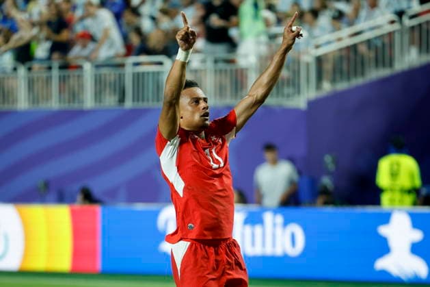 FIFA World Cup, WM, Weltmeisterschaft, Fussball 2026 quarterfinals - Argentina vs Switzerland Switzerland s Dan Ndoye celebrates after scoring the 1-1 goal during the FIFA World Cup 2026 quarterfinals match Argentina vs Switzerland, in Kansas City, Missouri, USA, 11 July 2026. Kansas City United States  Copyright: xPETERxKLAUNZERx