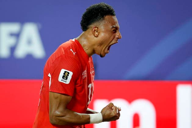 FIFA World Cup, WM, Weltmeisterschaft, Fussball 2026 quarterfinals - Argentina vs Switzerland Switzerland s Dan Ndoye celebrates after scoring the 1-1 goal during the FIFA World Cup 2026 quarterfinals match Argentina vs Switzerland, in Kansas City, Missouri, USA, 11 July 2026. Kansas City United States  Copyright: xPETERxKLAUNZERx