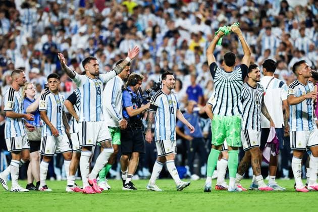 RECORD DATE NOT STATED FIFA World Cup, WM, Weltmeisterschaft, Fussball 2026 - Quarterfinals - Argentina v Switzerland Argentina players celebrate their 3 1 victory over Switzerland after the FIFA World Cup quarterfinal at Kansas City Stadium, in Missouri, United States, on Saturday, July 11, 2026.(Foto: Vanessa Carvalho Brazil Photo Press IMAGO) Sports Copyright: xVanessaxCarvalhox