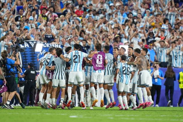 Argentina v Switzerland - FIFA World Cup, WM, Weltmeisterschaft, Fussball 2026 - Quarter Finals KANSAS CITY, MISSOURI, US - JULY 11: Players of Argentina celebrate te victory during the 2026 FIFA World Cup quarter-final match between Argentina and Switzerland at Arrowhead Stadium in Kansas City, Missouri, US, on July 11, 2026. Ercin Erturk Anadolu Missouri United States. Editorial use only. Please get in touch for any other usage.  Copyright: x2026xAnadoluxErcinxErturkx