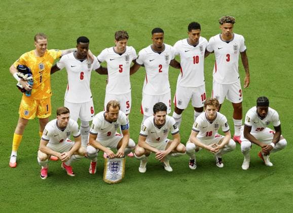 Football: 2026 World Cup England s starting XI pose for a team photo ahead of a World Cup quarterfinal football match against Norway at Miami Stadium in Miami Gardens, Florida, on July 11, 2026.  A14AA0005622632P