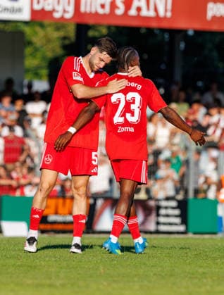 11.07.2026 - Fussball - Saison 2026 2027 - Testspiel Freundschaftsspiel Vorbereitungsspiel: SpVgg Ansbach 09 - 1. FC Nürnberg Nuernberg FCN ( Club ) - Sportfoto Zink DaMa - xdaxmax - Jubel Freude Torjubel nach Tor zum 1:5 - Styopa Mkrtchyan (5, 1. FC Nürnberg FCN ) Mohamed Ali Zoma (23, 1. FC Nürnberg FCN ) jubelt freut sich - Torschütze: Mohamed Ali Zoma (23, 1. FC Nürnberg FCN ) *** July 11, 2026 Soccer Season 2026–2027 Exhibition Match Friendly Match Preseason Match SpVgg Ansbach 09 vs. 1 FC Nürnberg (Nürnberg FCN) Club Sports Photo Zink DaMa xdaxmax Celebration Joy Goal Celebration after scoring the 1st goal 5 Styopa Mkrtchyan 5, 1 FC Nürnberg FCN Mohamed Ali Zoma 23, 1 FC Nürnberg FCN celebrates, is happy Goal scorer Mohamed Ali Zoma 23, 1 FC Nürnberg FCN