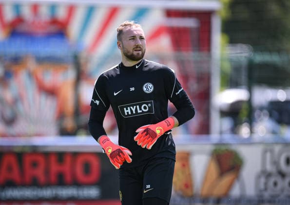 Fussball 1. Bundesliga 2026 2027 Testspiel 11.07.2026 SV Elversberg - FC Thun Torwart Nicolas Kristof (SV Elversberg) *** Soccer, Bundesliga 1, 2026–2027, Friendly Match, July 11, 2026, SV Elversberg vs. FC Thun, Goalkeeper Nicolas Kristof, SV Elversberg