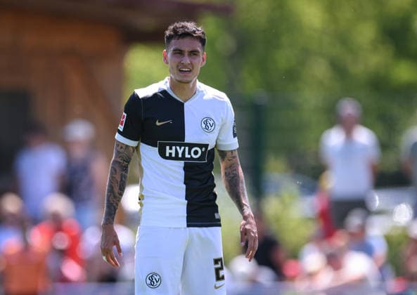 Fussball 1. Bundesliga 2026 2027 Testspiel 11.07.2026 SV Elversberg - FC Thun Nicholas Mickelson (SV Elversberg) *** Soccer, Bundesliga 1, 2026–2027, Friendly Match, July 11, 2026, SV Elversberg vs. FC Thun, Nicholas Mickelson, SV Elversberg