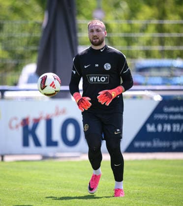 Fussball 1. Bundesliga 2026 2027 Testspiel 11.07.2026 SV Elversberg - FC Thun Torwart Nicolas Kristof (SV Elversberg) *** Soccer, Bundesliga 1, 2026–2027, Friendly Match, July 11, 2026, SV Elversberg vs. FC Thun, Goalkeeper Nicolas Kristof, SV Elversberg