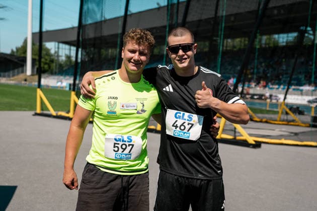 Hummel Matti (Eintracht Frankfurt e.V., 467, Hammerwurf Maenner), Baier Max (TV Fraenkisch-Crumbach, 597, Hammerwurf Maenner), GER, Leichtathletik, Athletics, Deutsche Meisterschaften U16 U20, Wattenscheid, 11.07.2026, GER, Leichtathletik, Athletics, Deutsche Meisterschaften U16 U20, Wattenscheid, 11.07.2026 Wattenscheid *** Hummel Matti, Eintracht Frankfurt e.V., 467, Men s Hammer Throw, Baier Max, TV Fränkisch Crumbach, 597, Men s Hammer Throw, GER, Track and Field, Athletics, German U16 and U20 Championships, Wattenscheid, July 11, 2026, GER, Track and Field, Athletics, German Championships U16 and U20, Wattenscheid, July 11, 2026, Wattenscheid Copyright: xStefanxMayerx EP_SMR