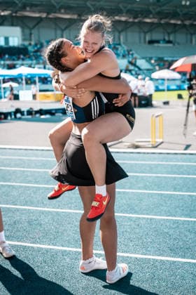 Kienast Nova Queen (Berlin Athletics Capital Club, 152, Hammerwurf Frauen), Hegemann Clara (LG Stadtwerke Muenchen, 350, Hammerwurf Frauen), GER, Leichtathletik, Athletics, Deutsche Meisterschaften U16 U20, Wattenscheid, 11.07.2026, GER, Leichtathletik, Athletics, Deutsche Meisterschaften U16 U20, Wattenscheid, 11.07.2026 Wattenscheid *** Kienast Nova Queen Berlin Athletics Capital Club, 152, Women s Hammer Throw, Hegemann Clara LG Stadtwerke Munich, 350, Women s Hammer Throw, GER, Track and Field, Athletics, German U16 and U20 Championships, Wattenscheid, July 11, 2026, GER, Track and Field, Athletics, German U16 and U20 Championships, Wattenscheid, July 11, 2026, Wattenscheid Copyright: xStefanxMayerx EP_SMR