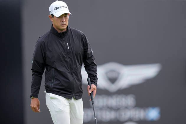 NORTH BERWICK, SCOTLAND - JULY 12: Keita Nakajima walks onto the eighteenth green during the delayed Round 3 of the Genesis Scottish Open at the Renaissance Club, North Berwick on July 12, 2026 in North Berwick, Scotland Genesis Scottish Open Round 3
