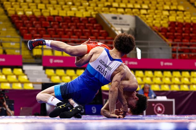 U20 European Championships 57kg FS - Magomed Saliakh Ozdamirov (RUS) df. Ebubekir Gur (TUR) *** U20 European Championships, 57 kg Freestyle: Magomed Saliakh Ozdamirov (RUS) defeated Ebubekir Gur (TUR) by fall Copyright: xJakexKirkmanx xUnitedxWorldxWresx Jake Kirkman United World Wres